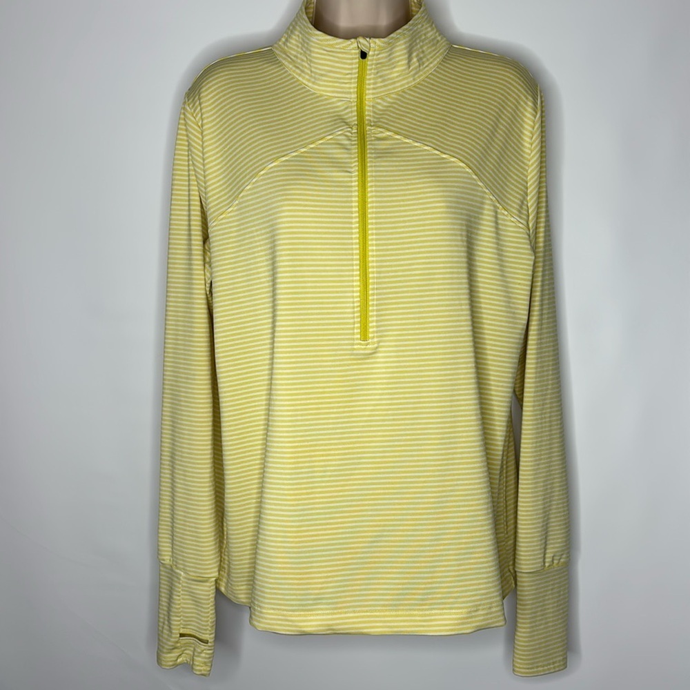 Oiselle Yellow Striped Quarter-Zip Pullover, size Xl